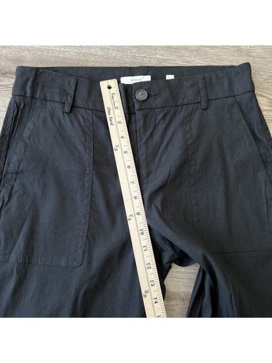 Vince Linen Blend Utility Pant Womens 8 Black High Waist Ankle Length - Picture 10 of 16